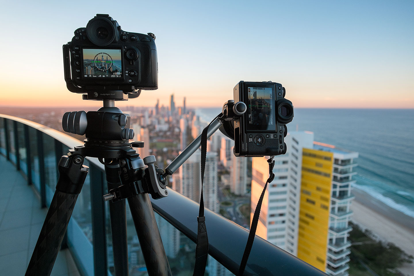 Dual Camera Set up shooting Surfers Paradise from our balcony at Peppers Broadbeach Hotel.
