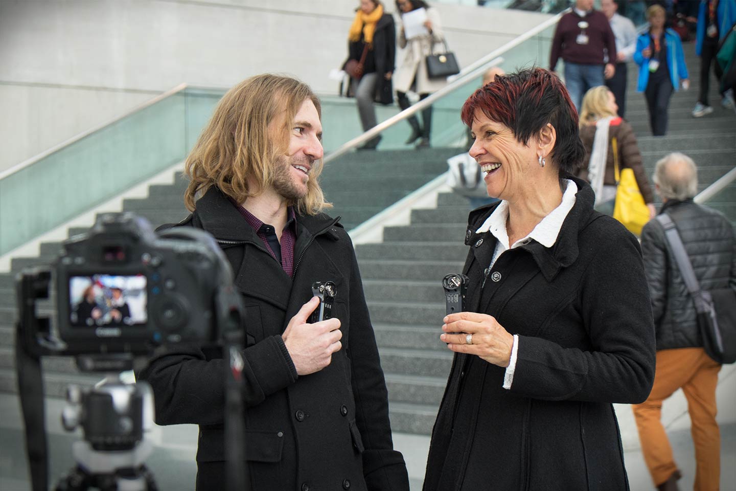 Elia filming an episode of "The Chat" with the wonderful and multi-talented, Karen Hutton.