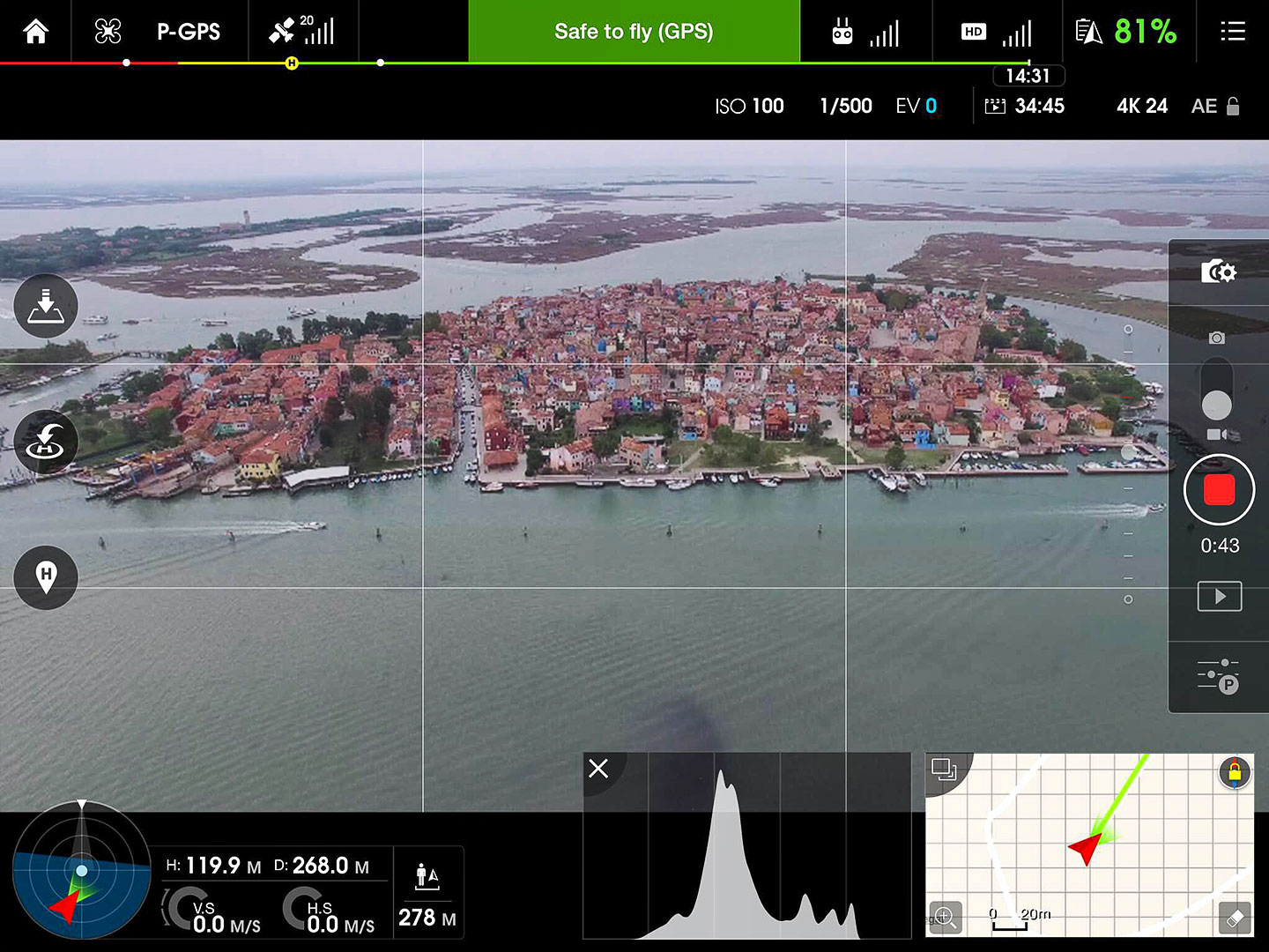 (Flying high above the island of Burano near Venice, Italy.)