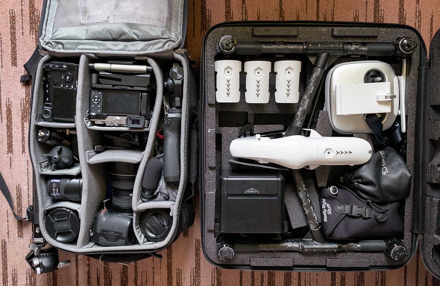 (A true photography and film makers toolkit packed into two bags.)