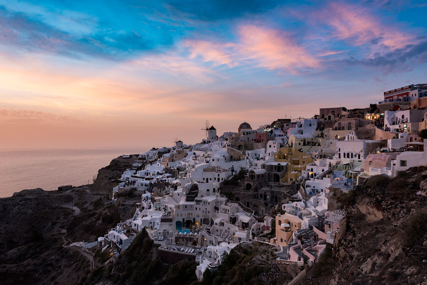 An image from Santorini edited in Adobe Lightroom Mobile with additional blending in Photoshop